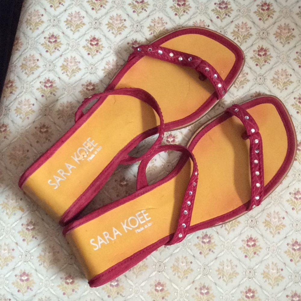 Suede Embellished Thong Sandals Unique!